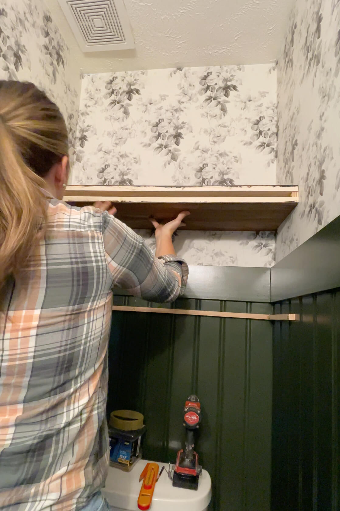 Building DIY invisible floating shelves.